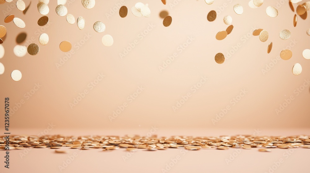 Poster gradient gold backgrounds confetti copy space light gold gradient background with falling gold confe