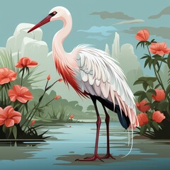 Fototapeta premium Modern Digital Artwork in Flat Style with Light and Soft Color Tones