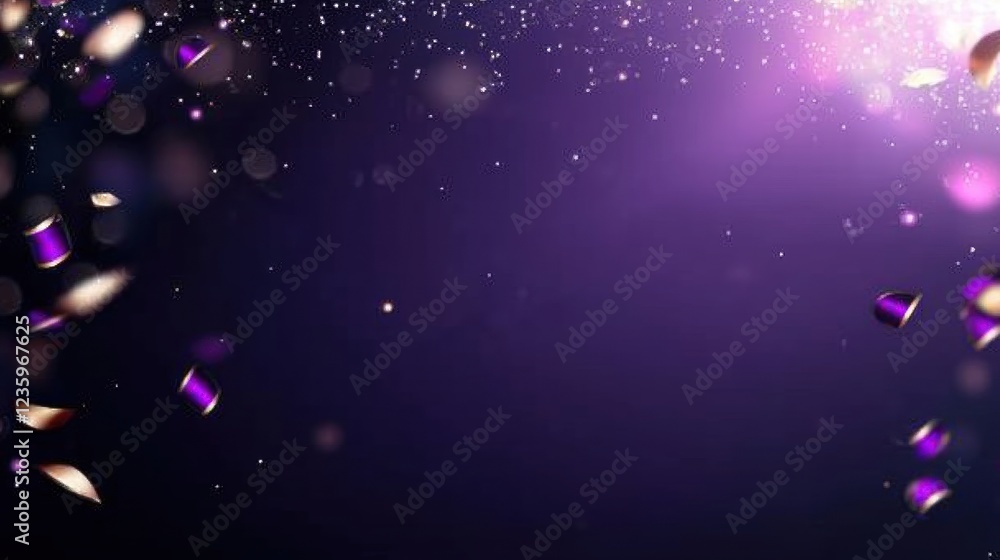 Poster gradient purple backgrounds confetti copy space dark purple gradient background with scattered holog