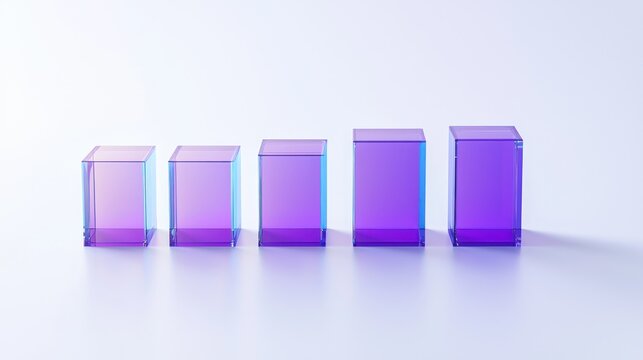 Gradient Purple and Blue Glass Cubes on White Background