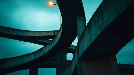 Bioluminescent algae lighting in ecofriendly city with futuristic vibe