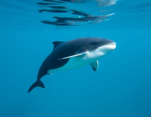 Submerged World: A Juvenile Commerson's Dolphin in its Oceanic Habitat