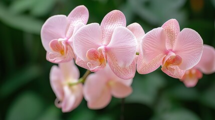 Pink Orchids With Water Droplets Closeup View