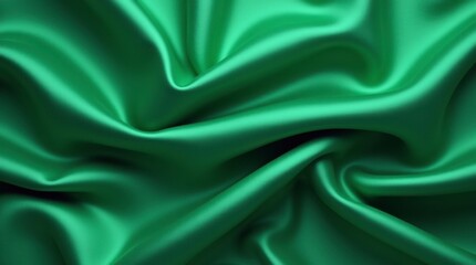 Fototapeta premium Elegant Green Satin: A Showcase of Luxurious Texture Vibrant Green Fabric: The Allure of Smooth Satin Embodying Freshness: The Beauty of Green Satin Drapery