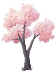 Beautiful cherry blossom tree illustration. Generative AI