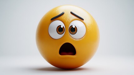3D Emoji, worried, shocked, light background, graphic element, digital art