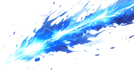 Electric blue lightning bolt explosion's on white & transparent a background. 