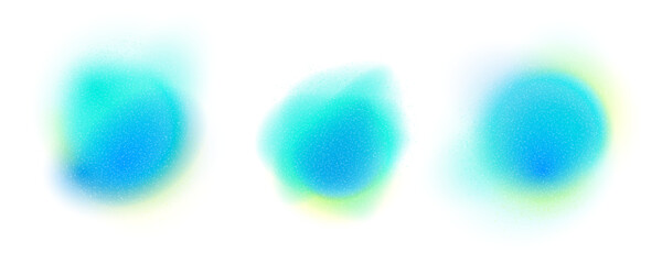 Round color gradient. Blurred grainy blob. Abstract shapes with noise texture isolated on white background. Vector illustration.