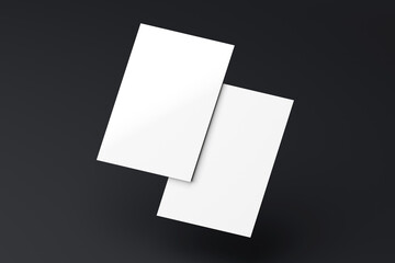 A4 White Paper Blank Mockup（A4白用紙2枚モックアップ ｜ 黒背景）	