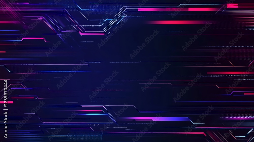 Aufkleber abstract circuit lines glowing in neon colors. possible use digital art, technology background