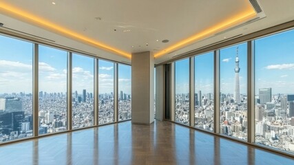 Fototapeta premium Panoramic City View from Modern Highrise Building