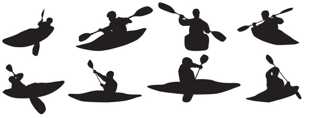 set of kayaking collection. Collection of kayaker. Kayak set. 