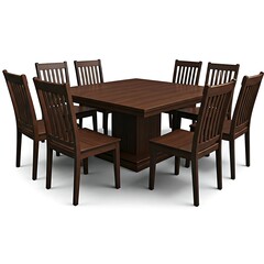 Wooden dining table with wooden chair white background.