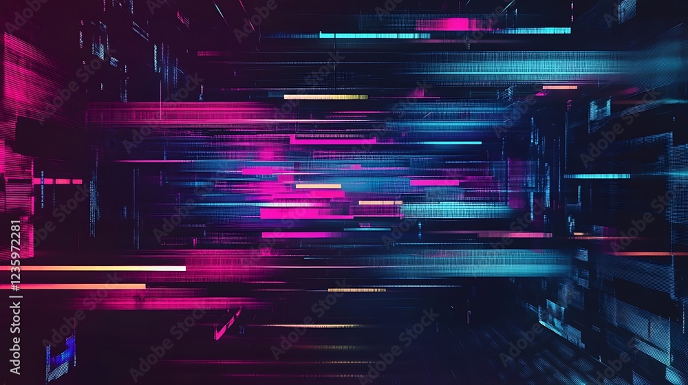 Poster abstract digital tunnel, vibrant colors, motion blur, futuristic background. possible use for techno