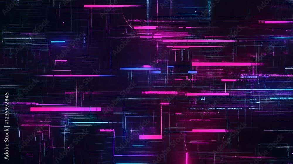 Poster abstract digital network design with vibrant neon lines