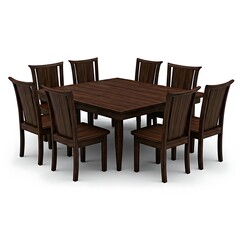 Wooden dining table with wooden chair white background.