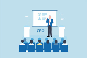 Fototapeta premium CEO Giving Presentation to Audience in Business Meeting