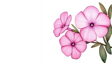 Obraz premium Delicate pink flowers with lush green leaves creating a vibrant and serene floral arrangement