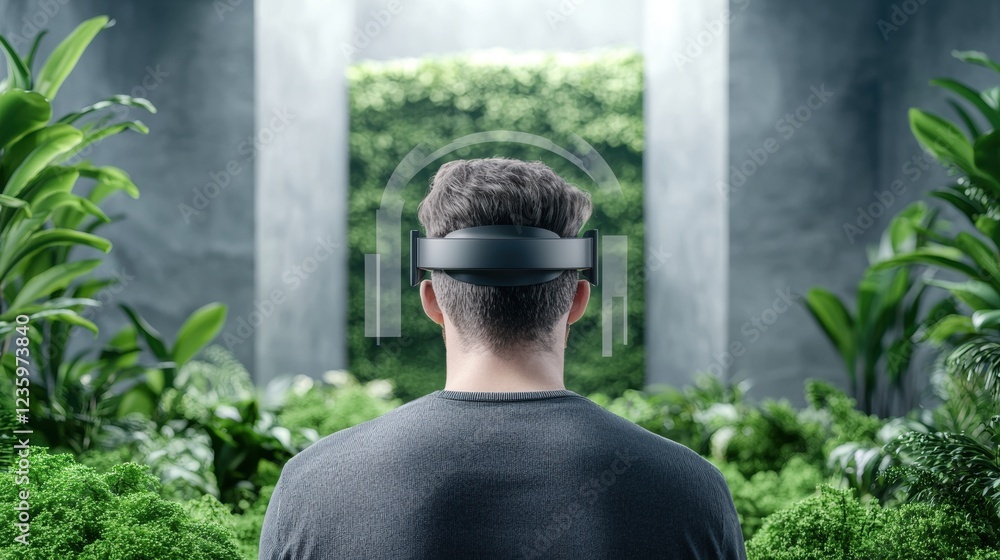 Poster office intelligent workspace innovation person using a virtual reality headset to design a 3d model,