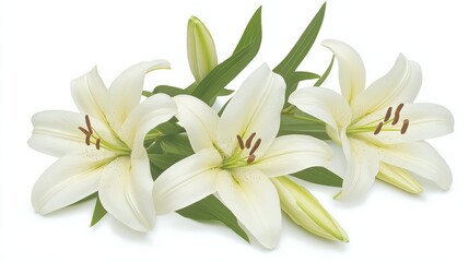 Obraz premium Elegant White Lilies Floral Arrangement On White Background