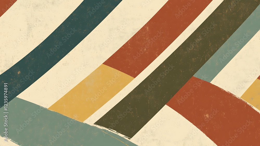 Poster abstract art background with flowing stripes in muted colors