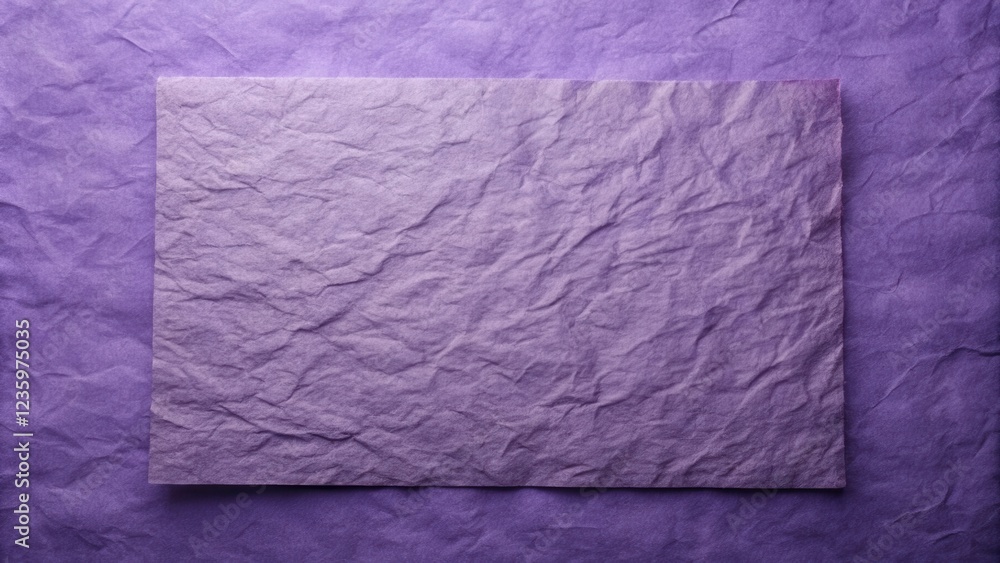 Poster A rectangle of textured purple paper placed atop another sheet of purple paper. The top paper has a more crumpled appearance than the bottom sheet.  The image has a simple and minimalist aesthetic.