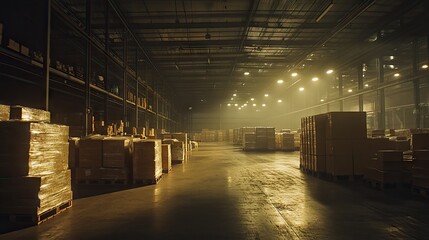 Fototapeta premium A warehouse filled with modular building panels ready for quick deployment.
