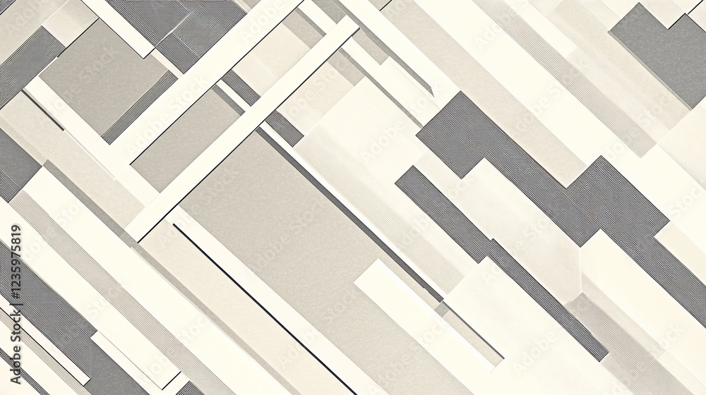 Poster abstract geometric pattern with diagonal lines and rectangular shapes in light tones