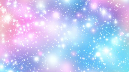 Obraz premium Ethereal Pastel Background with Rainbow Hues and Bokeh Lights Intertwined with Shimmering Stars for Magical Visual Effects