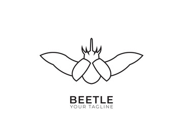 Obraz premium Beetle silhouette simple logo, rhino beetle logo vector template, simple line logo