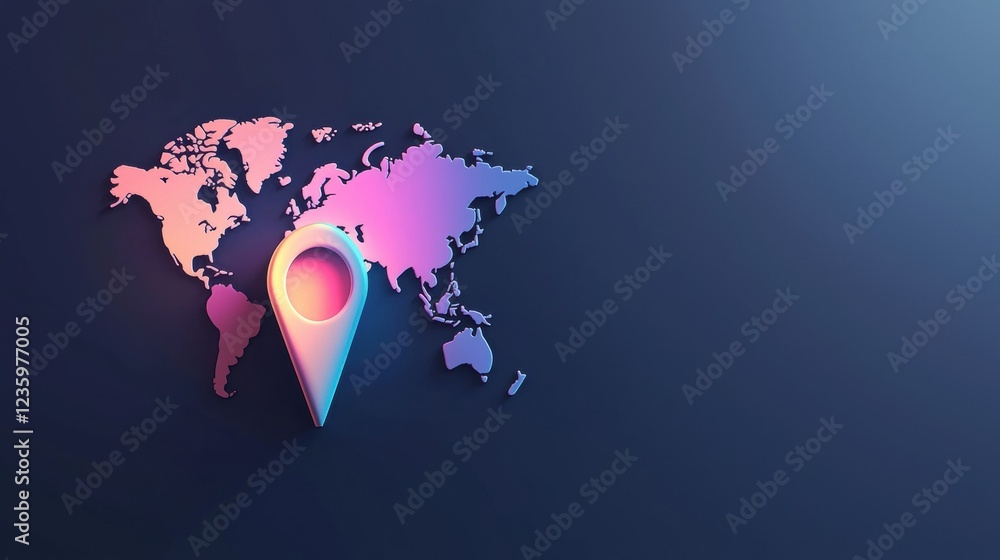 Poster icon pin location colourful silhouette pin location icon with a multicolored silhouette of a travele