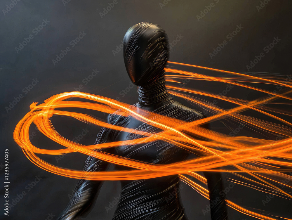 Aufkleber abstract figure in motion: a captivating abstract image with an enigmatic human figure outlined in f