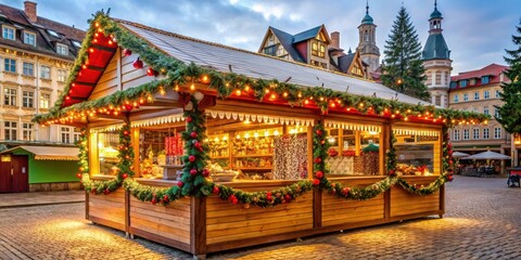 Fototapeta premium Traditional German Christmas Market Stall, traditional market, winter market