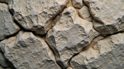 a close-up of textured stones or rocks with a rough, natural appearance. The light color and uneven surfaces create an organic look, capturing the intricate details of the stone structure.