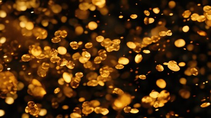 Golden sparks falling dark background, celebration, design