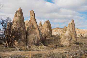 Rock formations of the Red Valley (Valley of Roses), Cappadocia, Turkey 