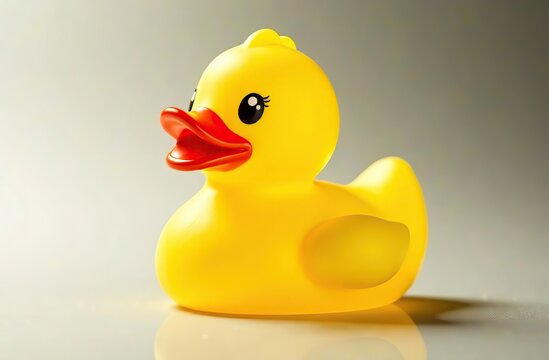 Rubber duckie day concept. Yellow rubber dack over black abd white background 