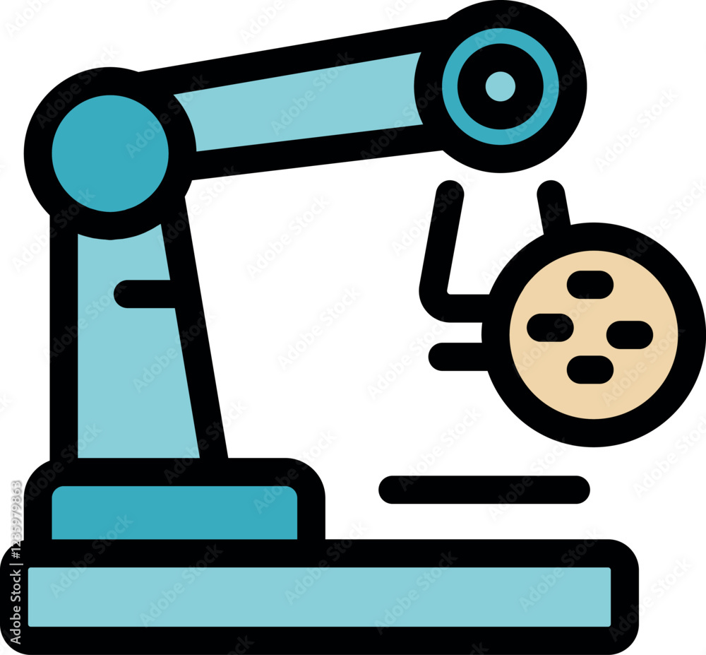 Poster robotic arm lifting microchip, symbolizing automation and precision in modern manufacturing processe