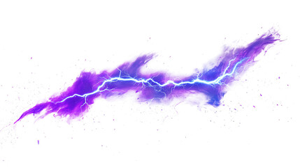 Electric blue with purple lightning bolt streaks on white & transparent a background.