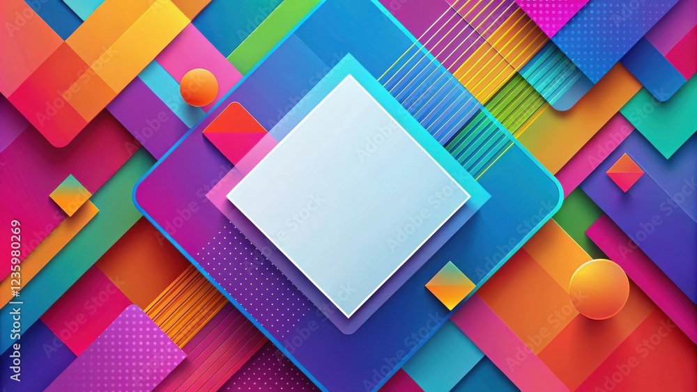 Aufkleber Abstract geometric pattern with vibrant colors and overlapping shapes, creating a dynamic and visually appealing background.