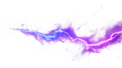 Electric blue with purple lightning bolt streaks on white & transparent a background.