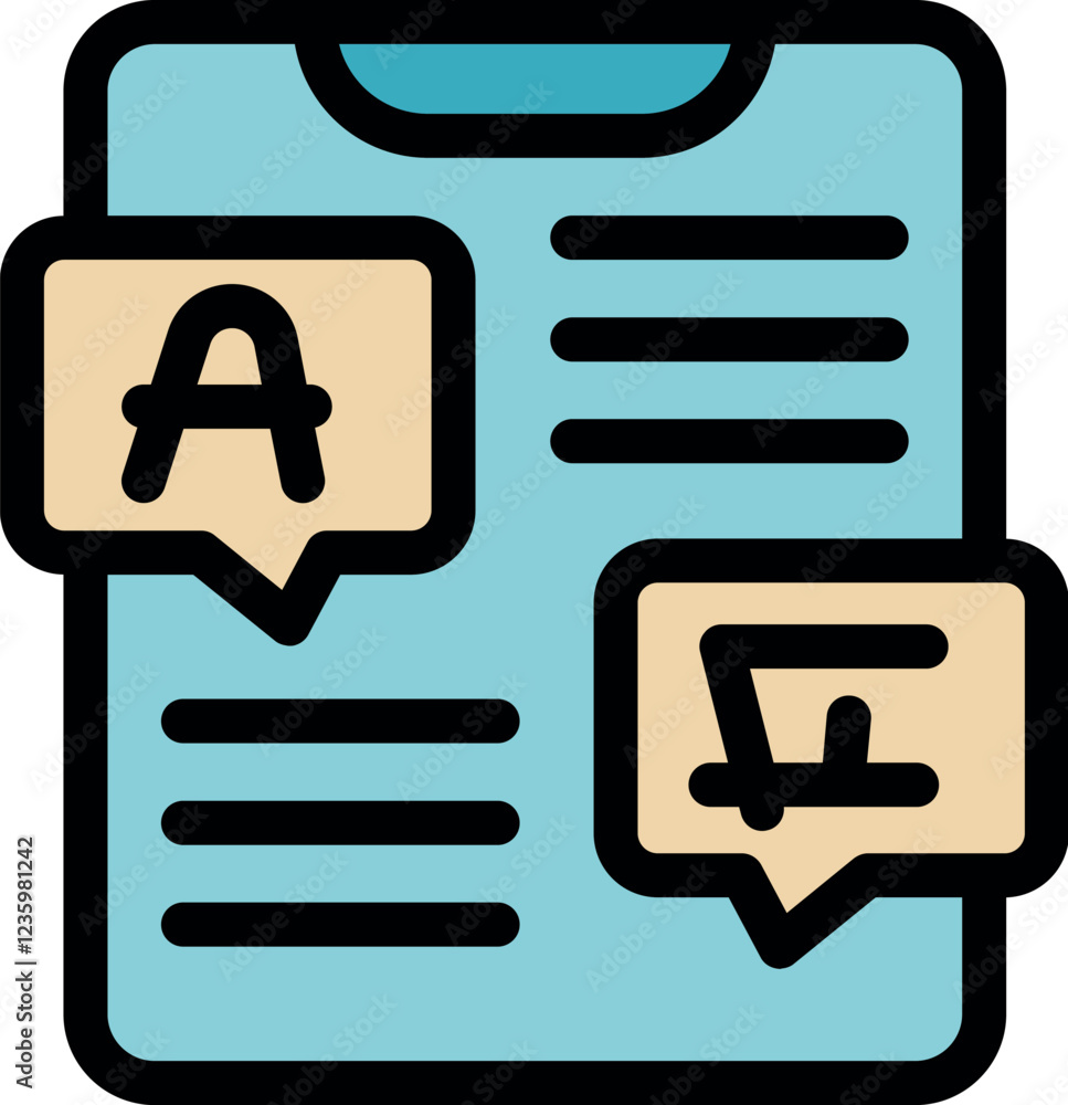 Poster online education app is displaying math and alphabet lessons on mobile device, providing convenient 