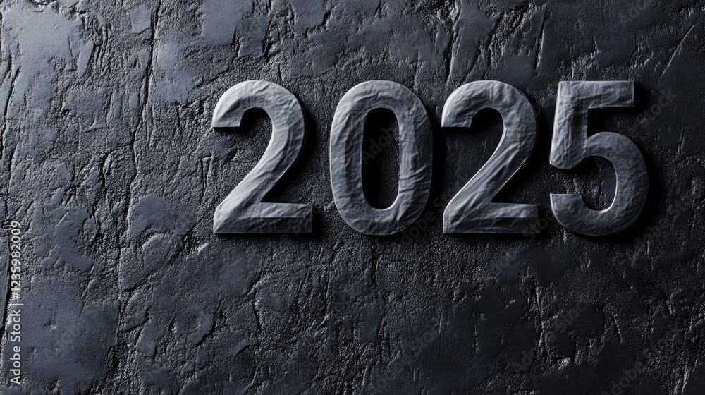 Poster bold numbers on textured background for future concepts - this image features the year 2025 crafted 