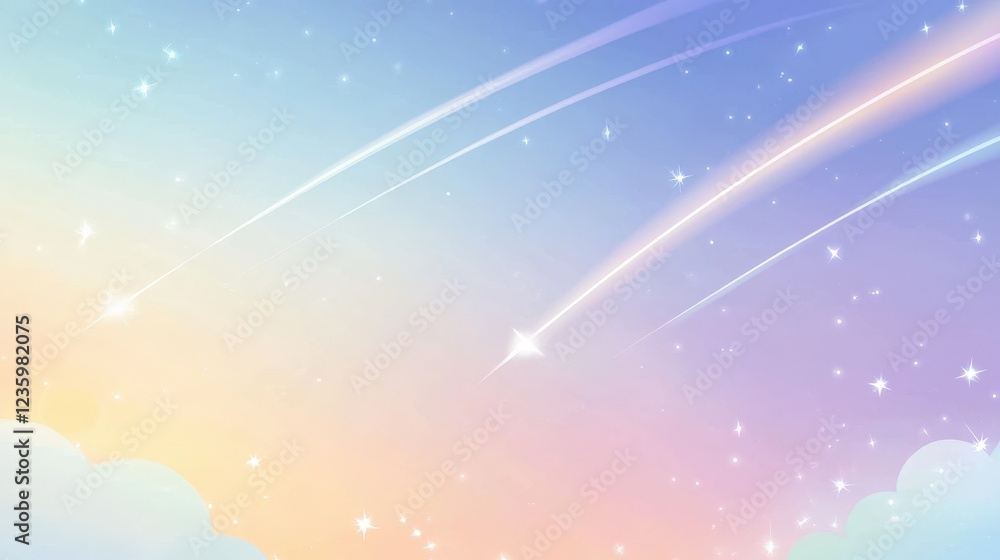 Aufkleber adorable cartoon background with pastel gradient and whimsical clouds for creative projects and desi