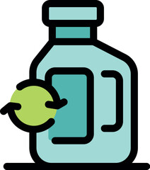 Promoting eco consciousness, a detergent bottle showcases the recycling symbol, emphasizing environmental responsibility and sustainable practices