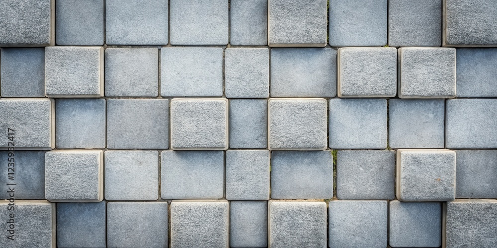 Poster A Close-Up View of a Gray Concrete Pavement with an Irregular Pattern of Square Tiles