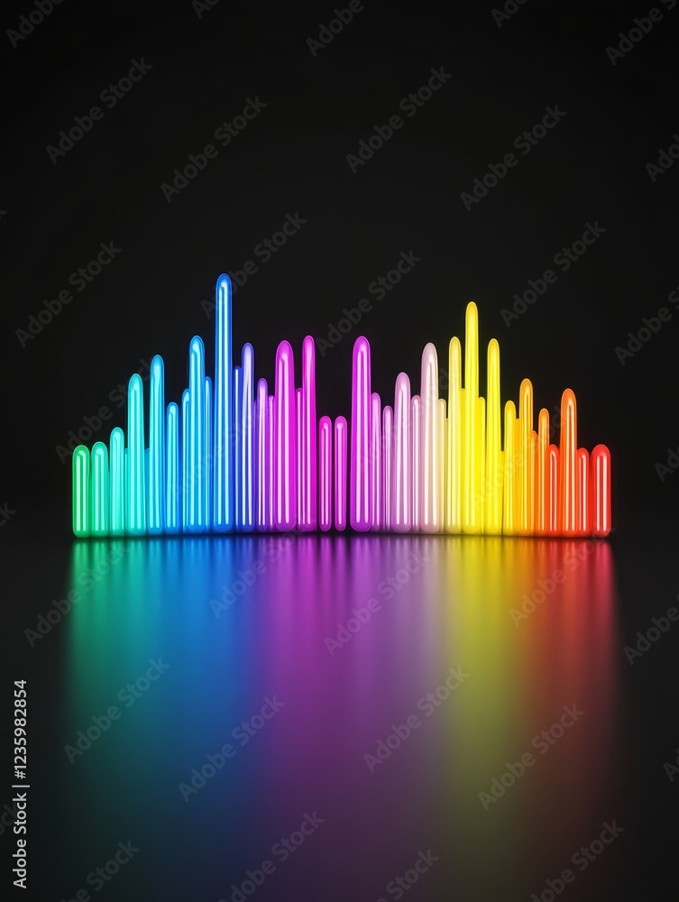 Poster colorful sound wave visualization - a vibrant and colorful representation of sound waves with neon l