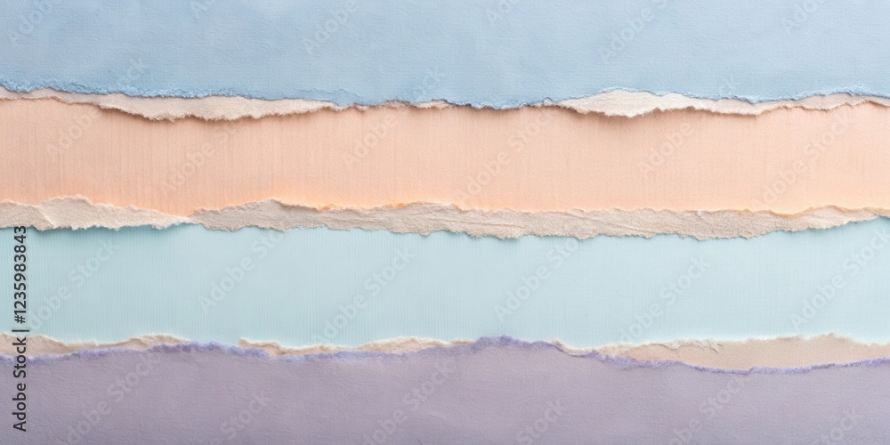 Poster Pastel Paper Textures with Torn Edges, Creating a Serene and Abstract Background