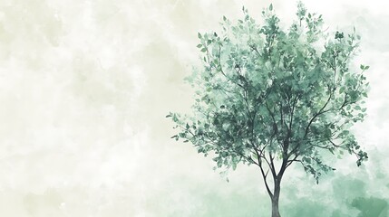 Fototapeta premium Watercolor tree illustration, soft colors, peaceful scene, use for digital art, cards, or wallpaper