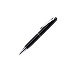 Elegant Black Pen with Silver Accents on a White Background